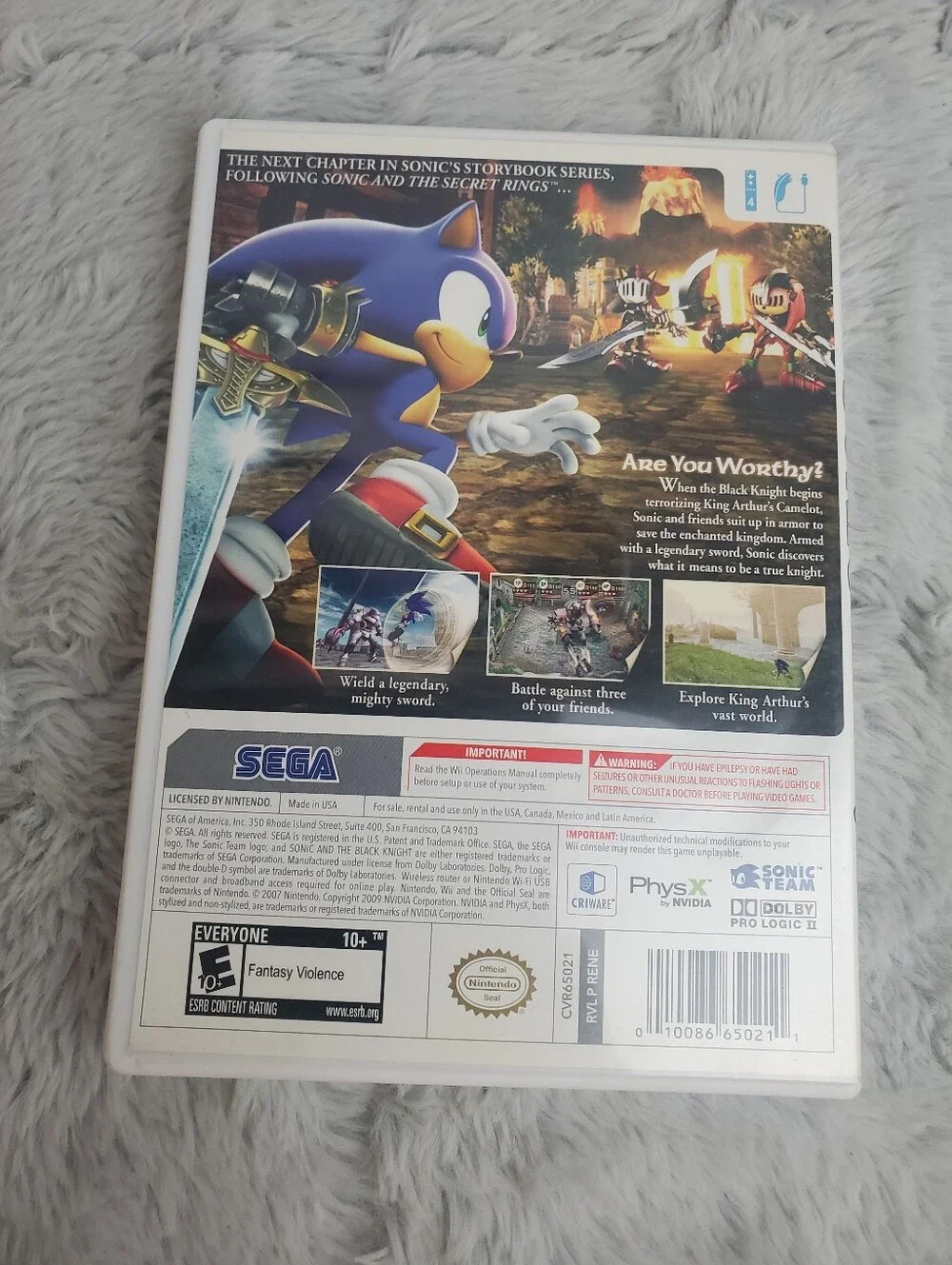 Sonic and the Black Knight (Nintendo Wii, 2009) Original Case & Manuel Works!